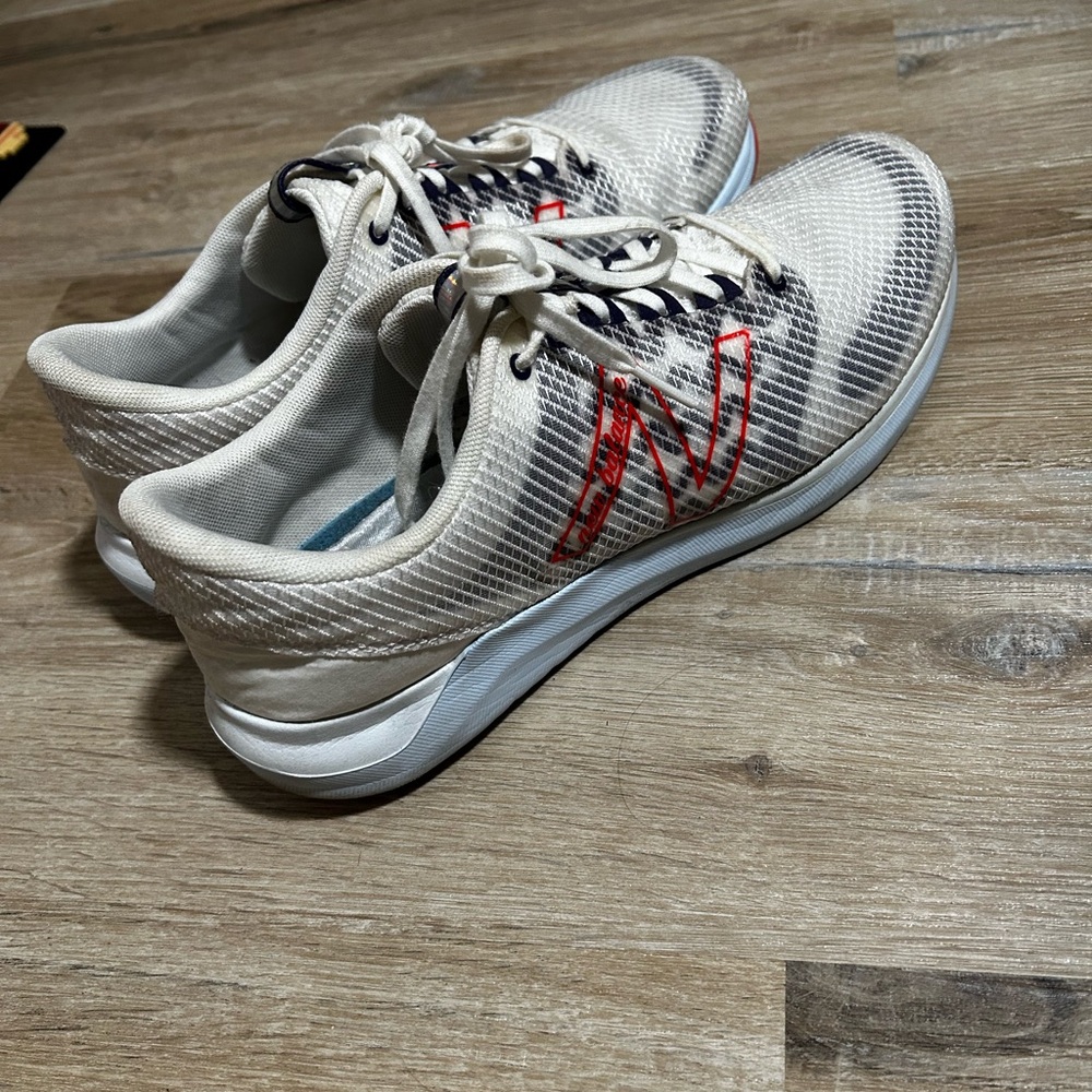 New Balance White and Red Athletic Shoes